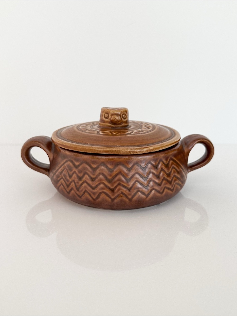 Vintage Hall China 1793 Eagle Nest Brown Covered Casserole Soup Bowl With Lid